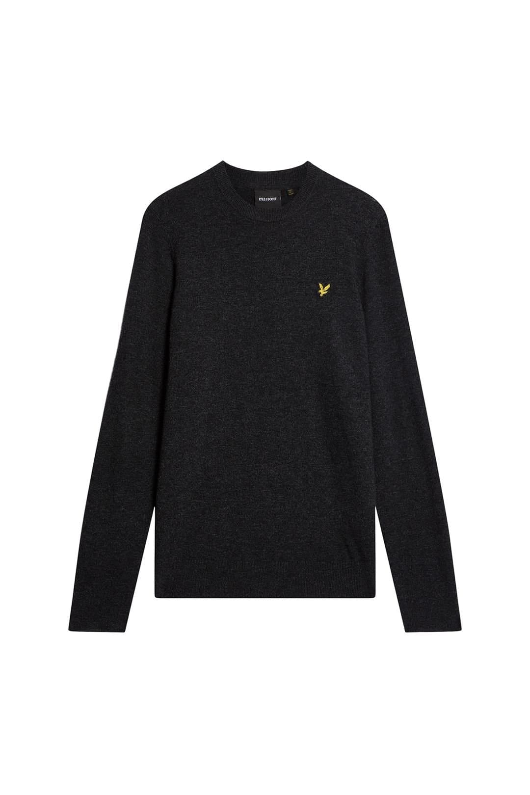 Lyle & Scott Lyle & Scott Men's Lambswool Blend Crew Neck Jumper Jet Black Marl