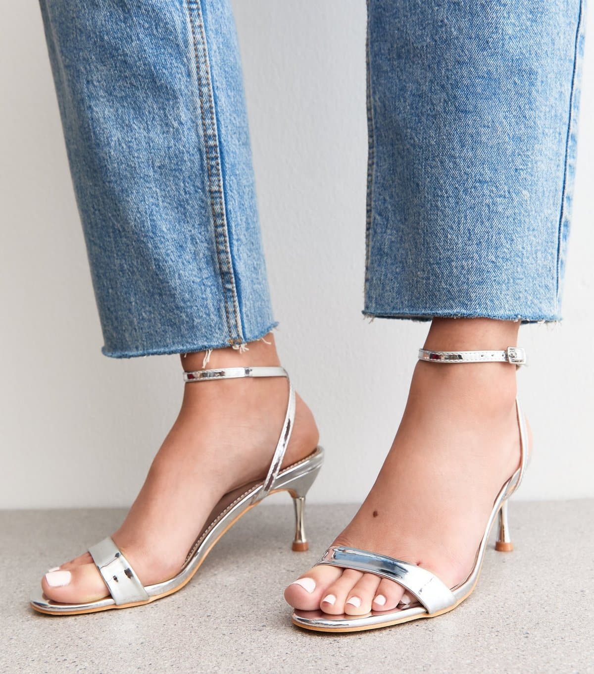 Public Desire Public Desire Silver Strut Open Toe Sandals