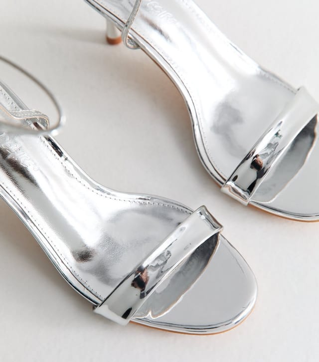 Public Desire Women's Silver Strut Open Toe Sandals Public Desire New Look - 3