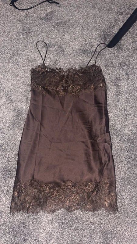 ASOS ASOS brown satin lace mini dress