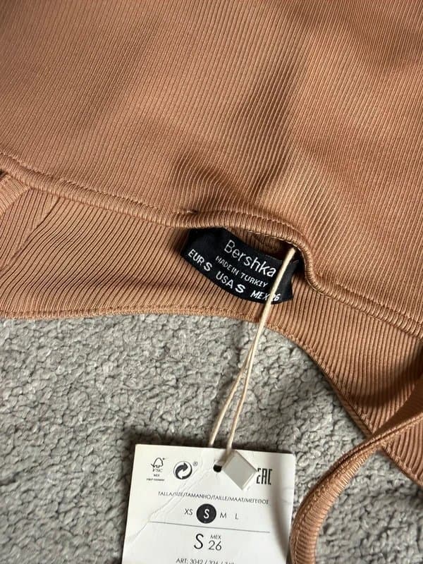 Bershka BNWT Bershka Beige Ribbed Corset Crop Top BNWT Size S