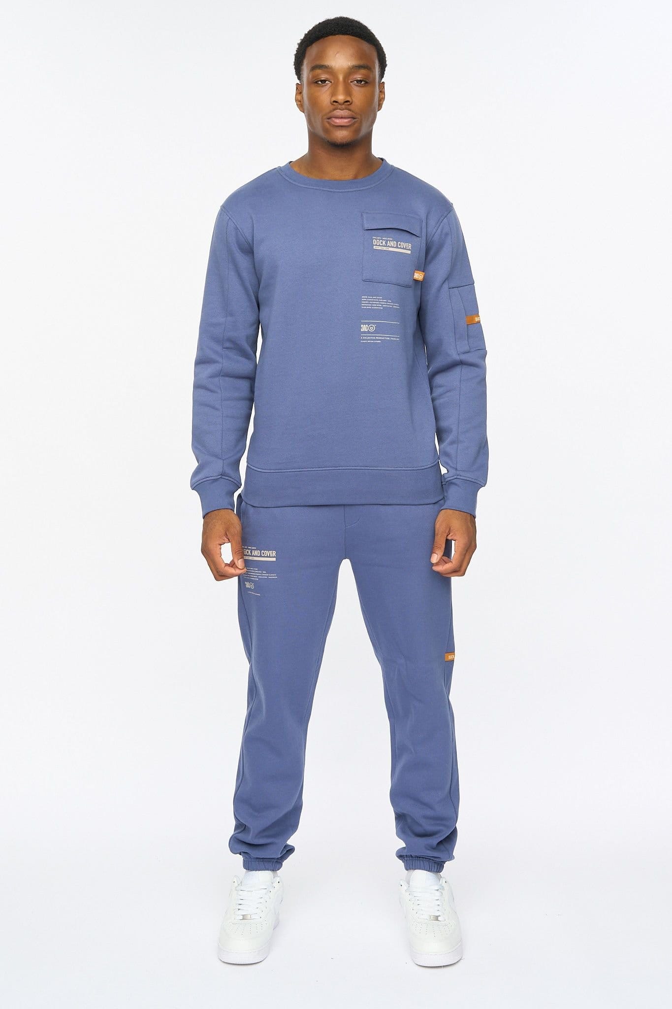 Duck&Cover Duck&Cover Applewood Men's Carbon Fleece Utility Sweatshirt - Multi-Pocket Design with Tech Details in Blue - 4