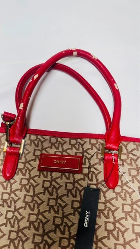 DKNY DKNY monogram red & beige handbag BNWT – large dome style