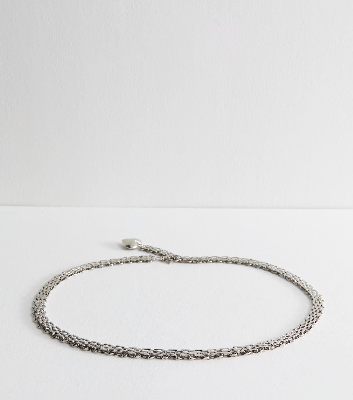 New Look Silver Tone Heart Charm Chain Belt New Look