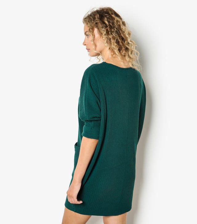 Apricot Women's Dark Green Contrast Ribbed Cocoon Dress Apricot New Look - 3