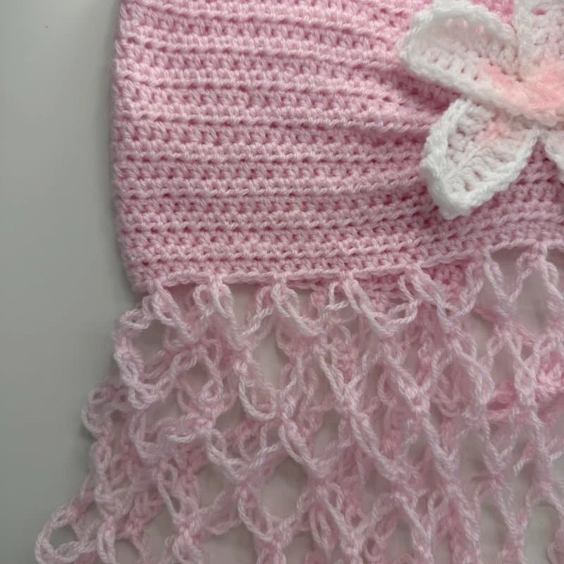 Summer Handmade Baby Pink Crochet Flower Hibiscus Mesh Top Corset | Size 6 Beach Summer Coverup