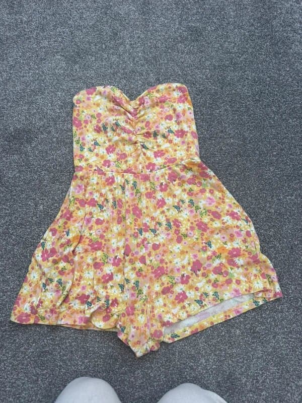 Bershka Bershka Floral Yellow Playsuit