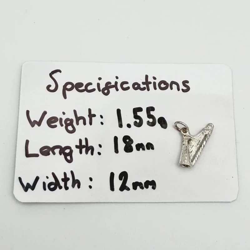no brand Vintage 925 Sterling Silver Harp Charm Pendant