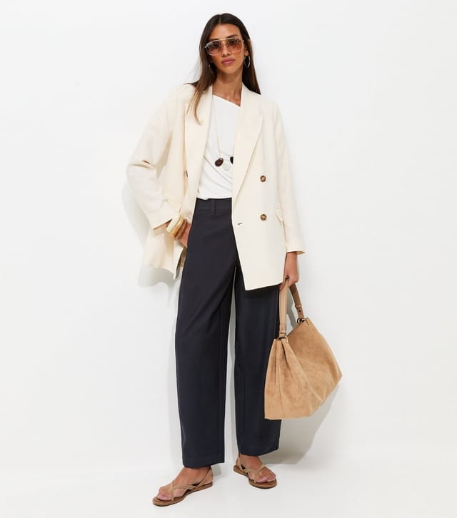 New Look Women's Premium Navy Barrel Leg Trousers New Look - 2