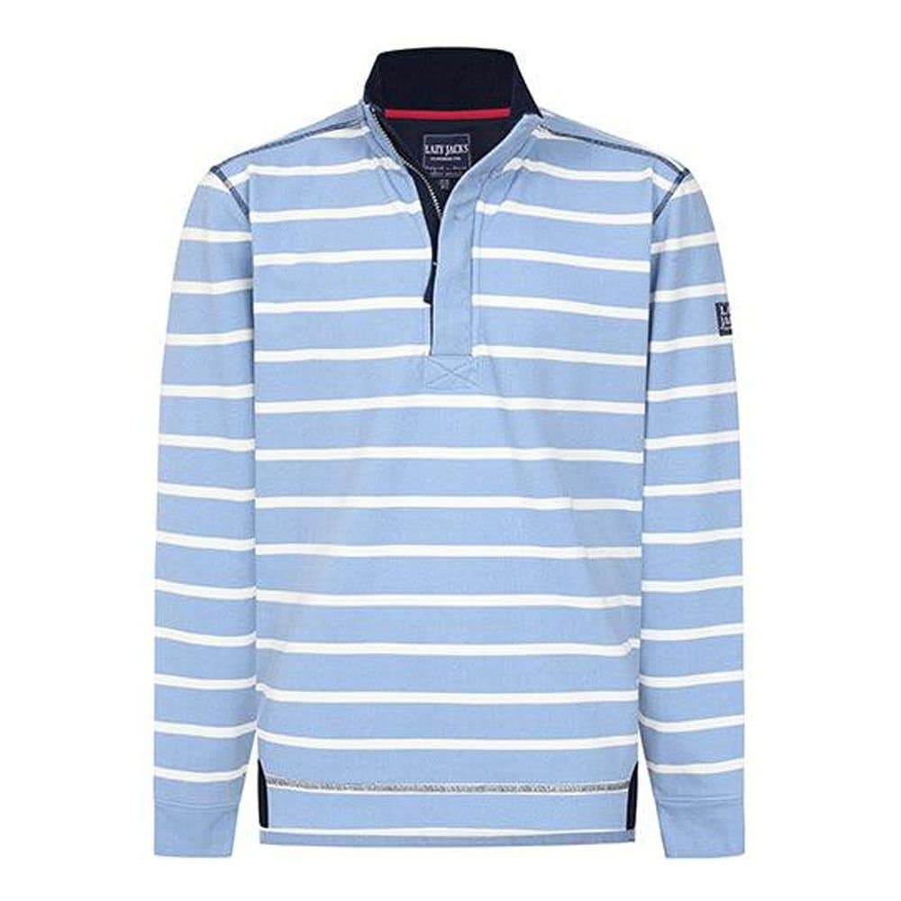 Lazy Jacks Lazy Jacks Men's Striped Pique Sweatshirt in Baby Blue