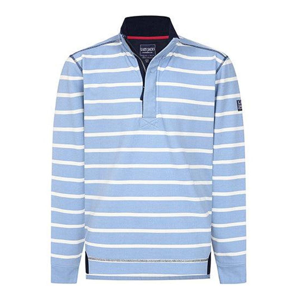 Lazy Jacks Lazy Jacks Men's Striped Pique Sweatshirt in Baby Blue - 2