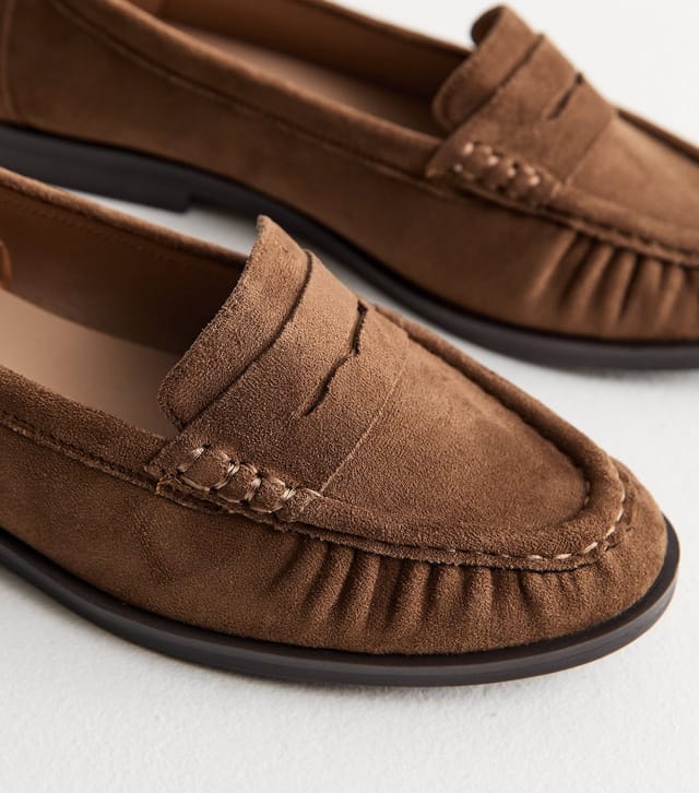 New Look Women's Tan Faux Suede Loafers Vegan New Look - 3