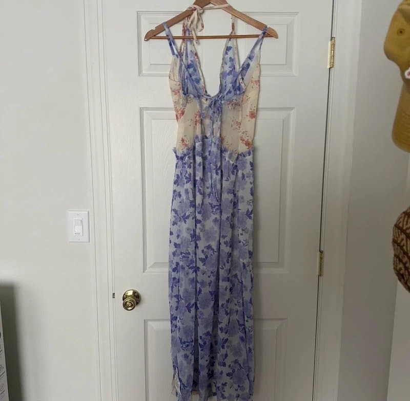 ASOS New asos floral cream and blue-purple maxi dress