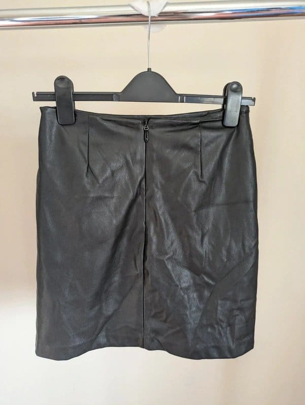 New Look Black Faux Leather Mini Skirt Size 8