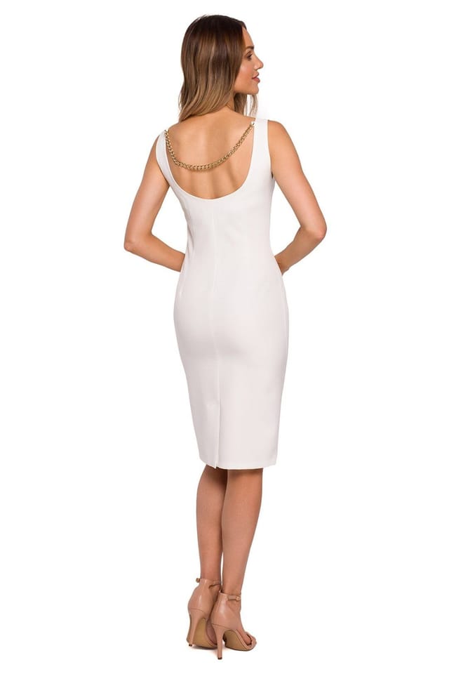 Love Lace Love Lace Women's Sleeveless Back Chain Evening Pencil Dress in White - 2