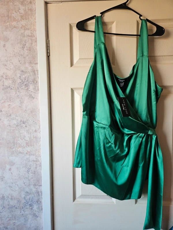 New Look Emerald green silk cami