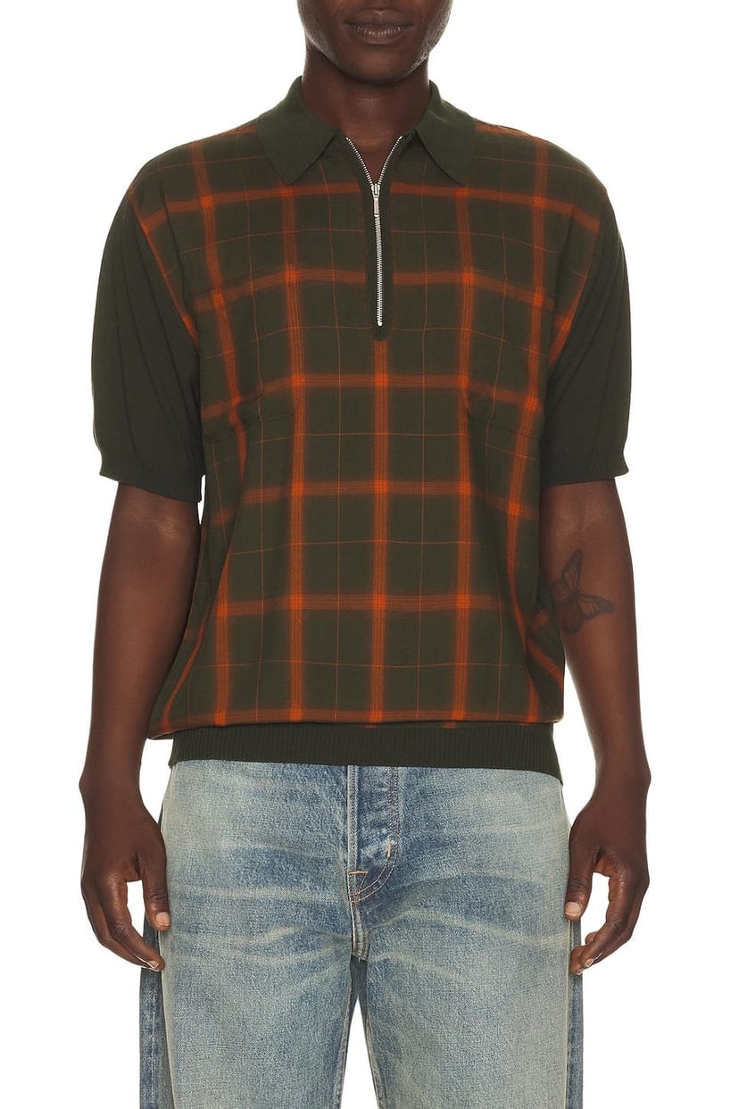 revolve Half Zip Panel Polo Ombre Plaid - 1