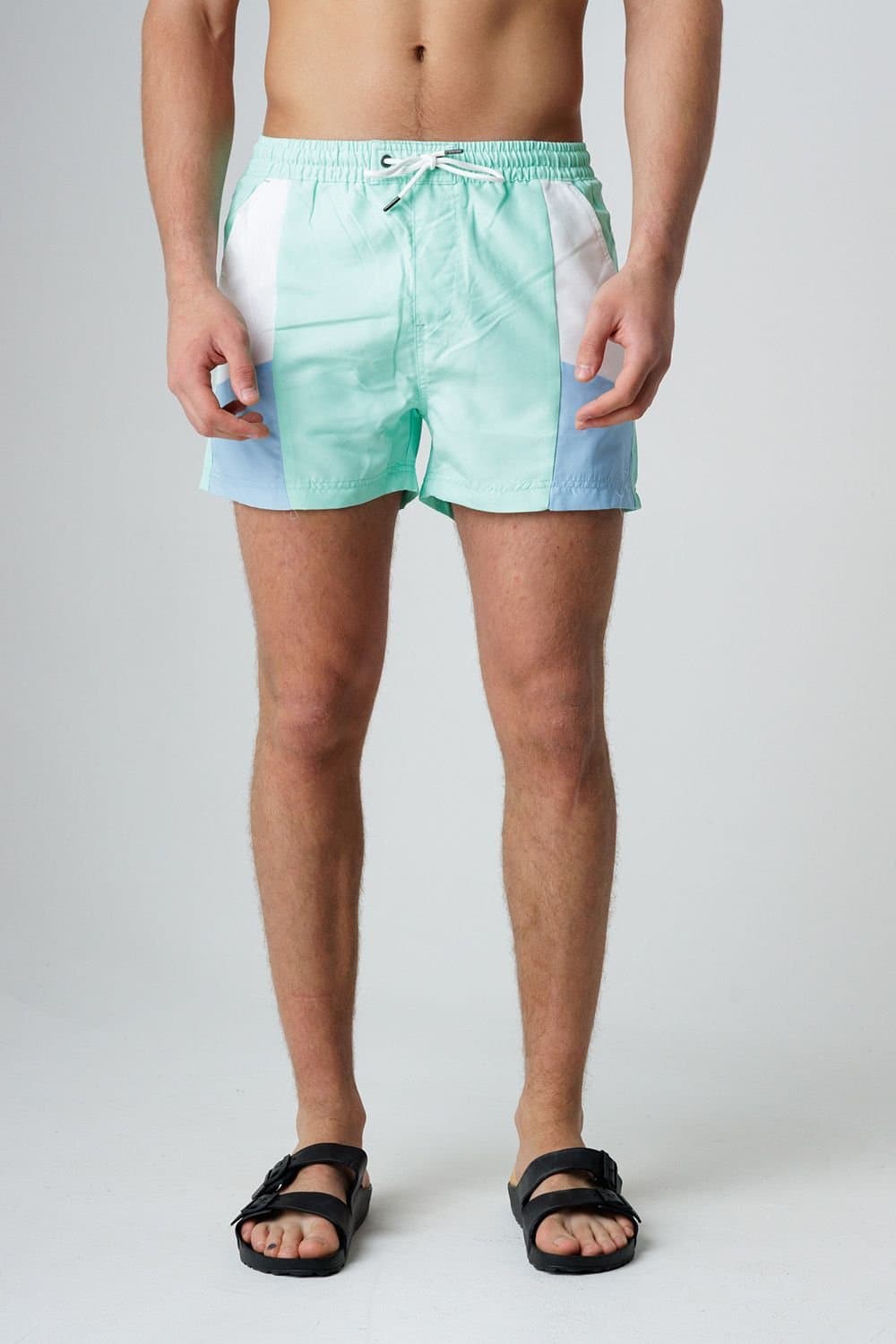 Influence Influence Men's Elasticated Colourblock Swim Shorts in Mint