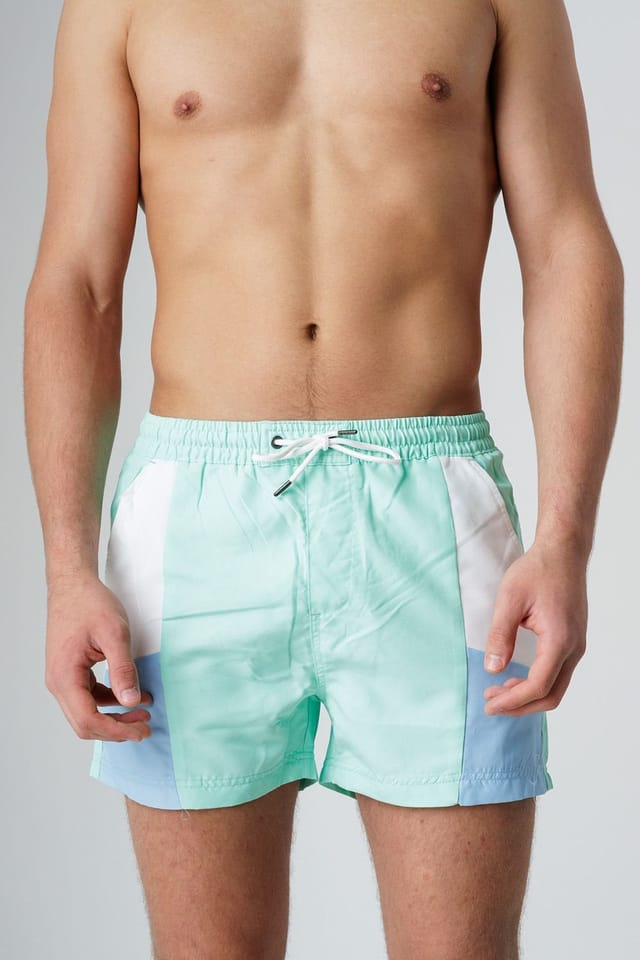 Influence Influence Men's Elasticated Colourblock Swim Shorts in Mint - 3