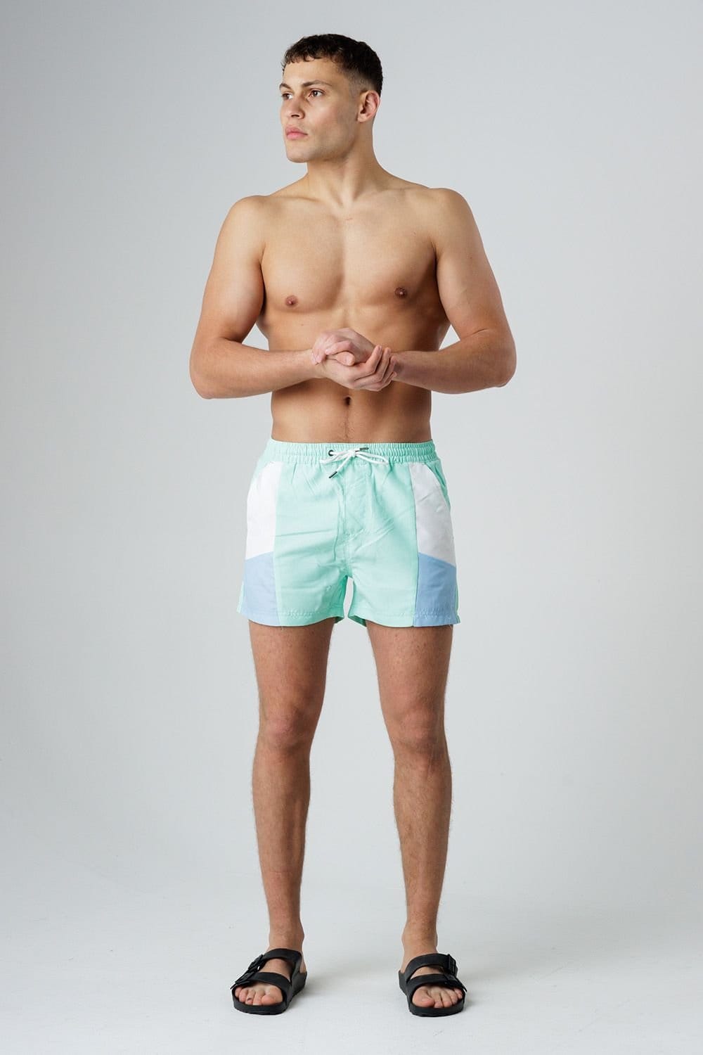 Influence Influence Men's Elasticated Colourblock Swim Shorts in Mint - 4