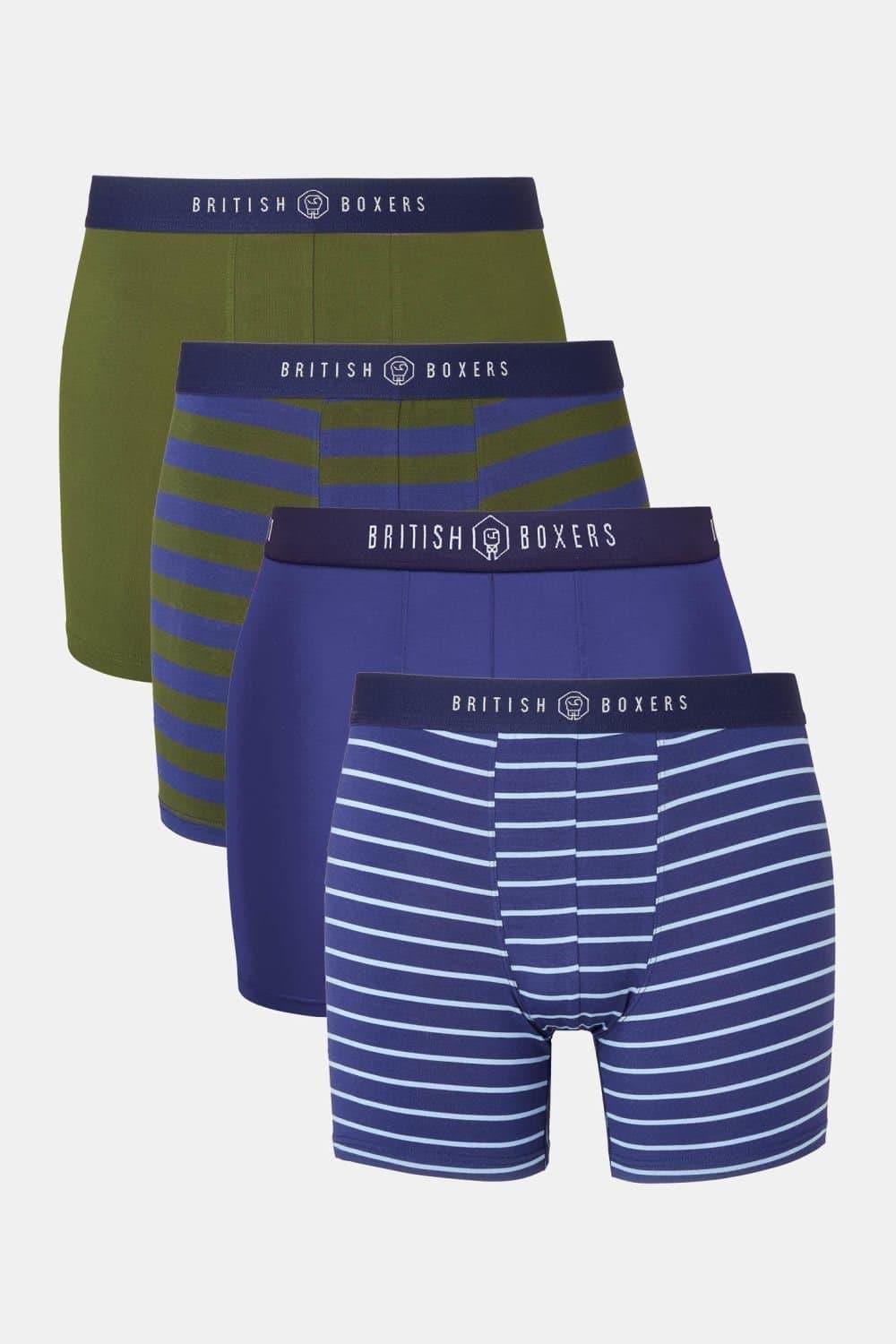 British Boxers British Boxers Men's Pack of Four "Leaves" Bamboo Stretch Trunks