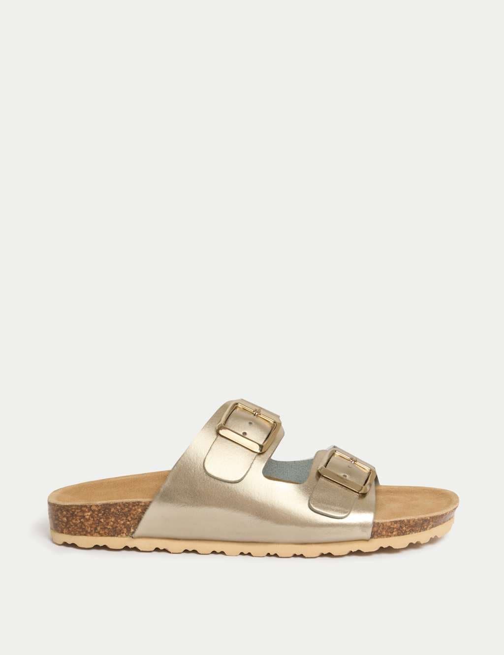 Marks & Spencer M&S Leather Metallic Buckle Footbed Mules Metallic