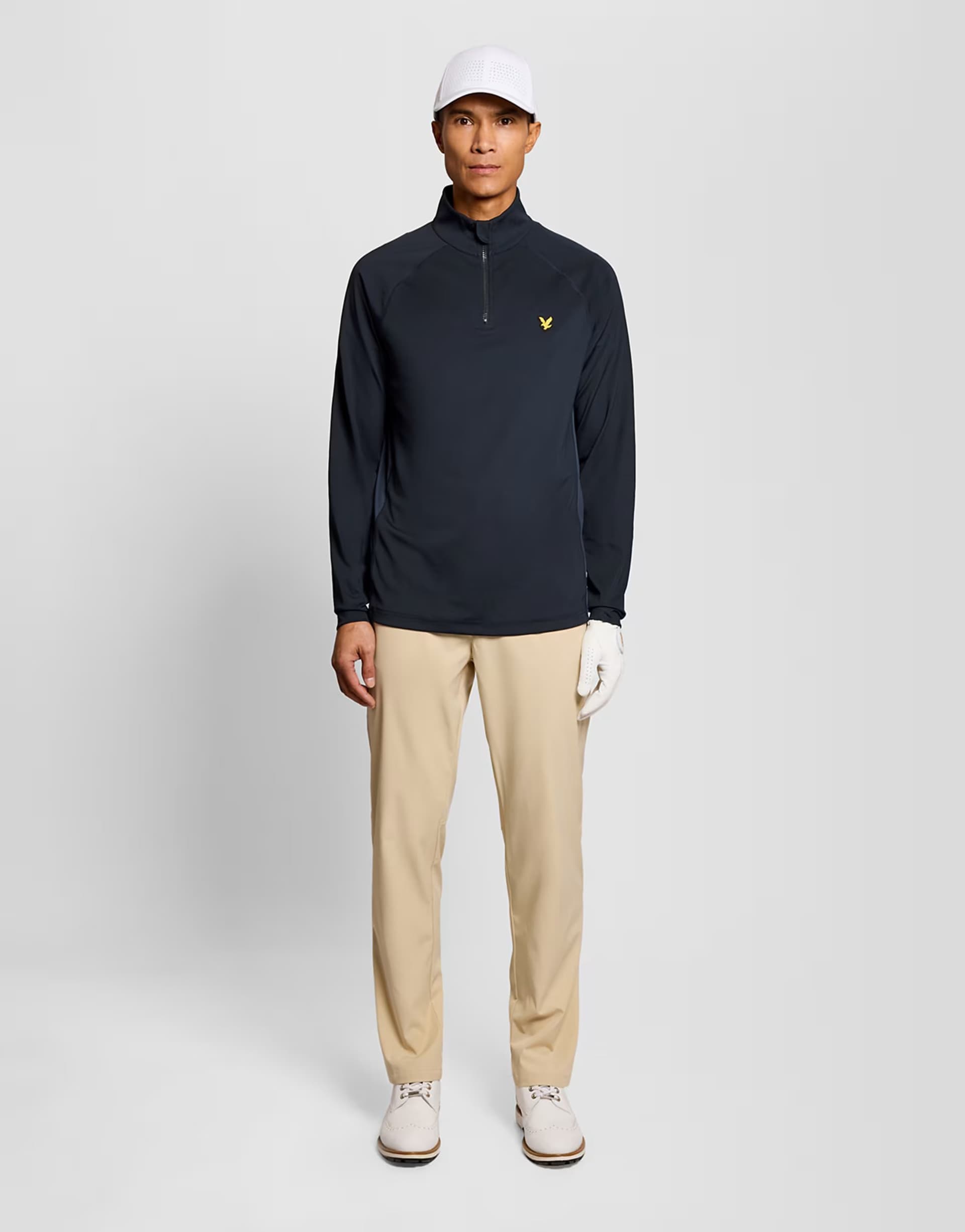 ASOS Lyle & Scott Mid layers mesh panelled golf course midlayer in z271 dark navy