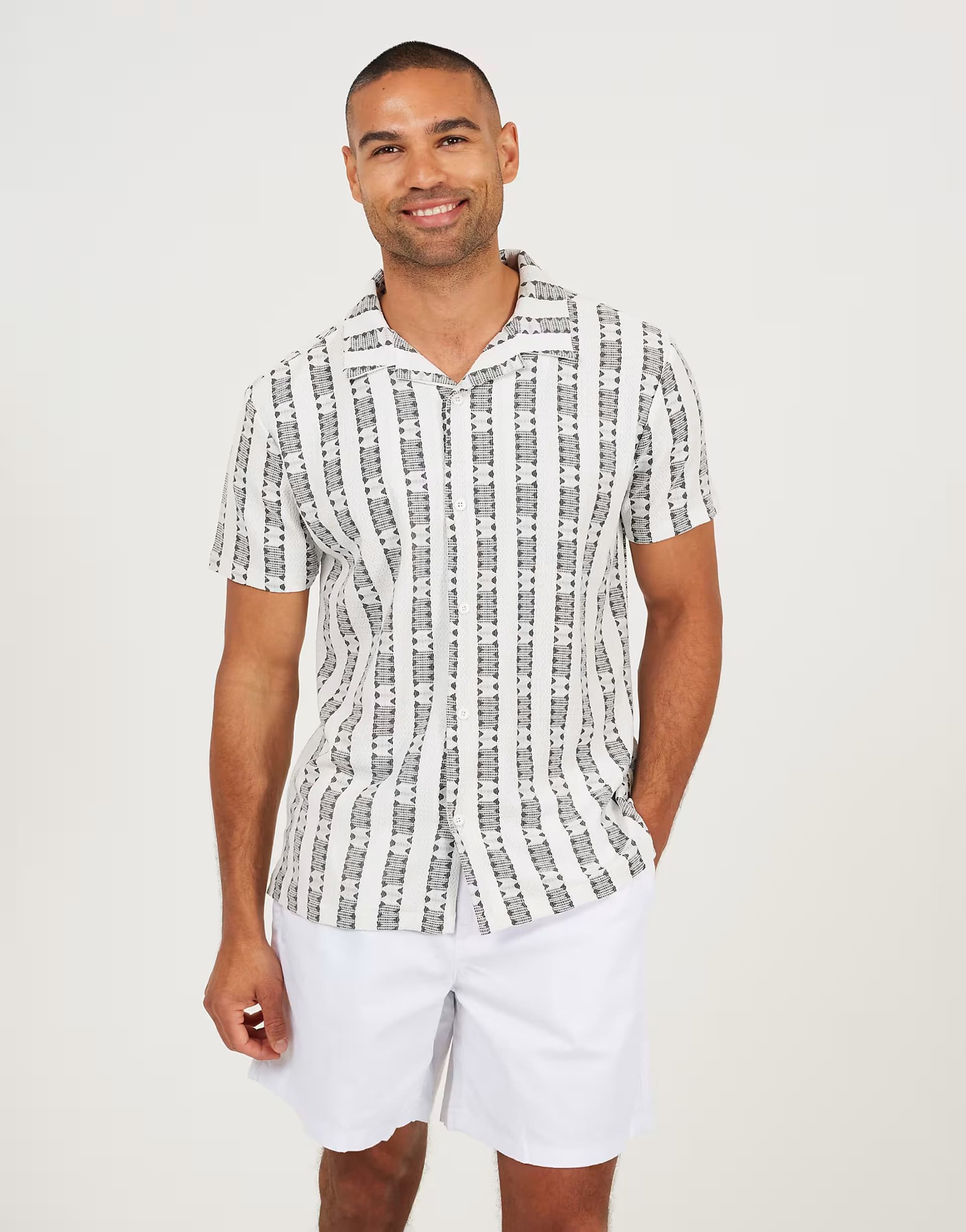 ASOS Brave Soul Patterned short sleeve shirt in white