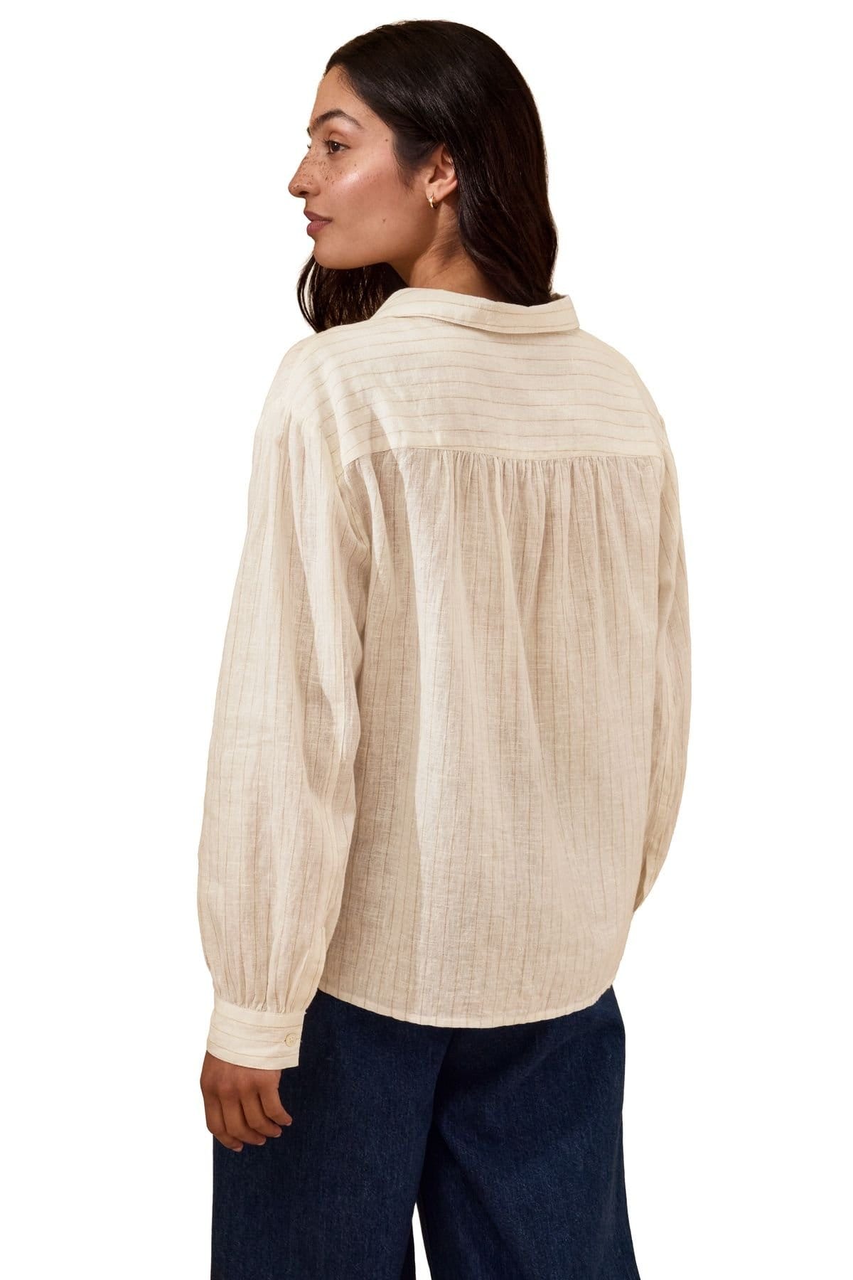Celtic & Co Celtic & Co Women's Draped Boxy Collared Shirt in Natural White - 4