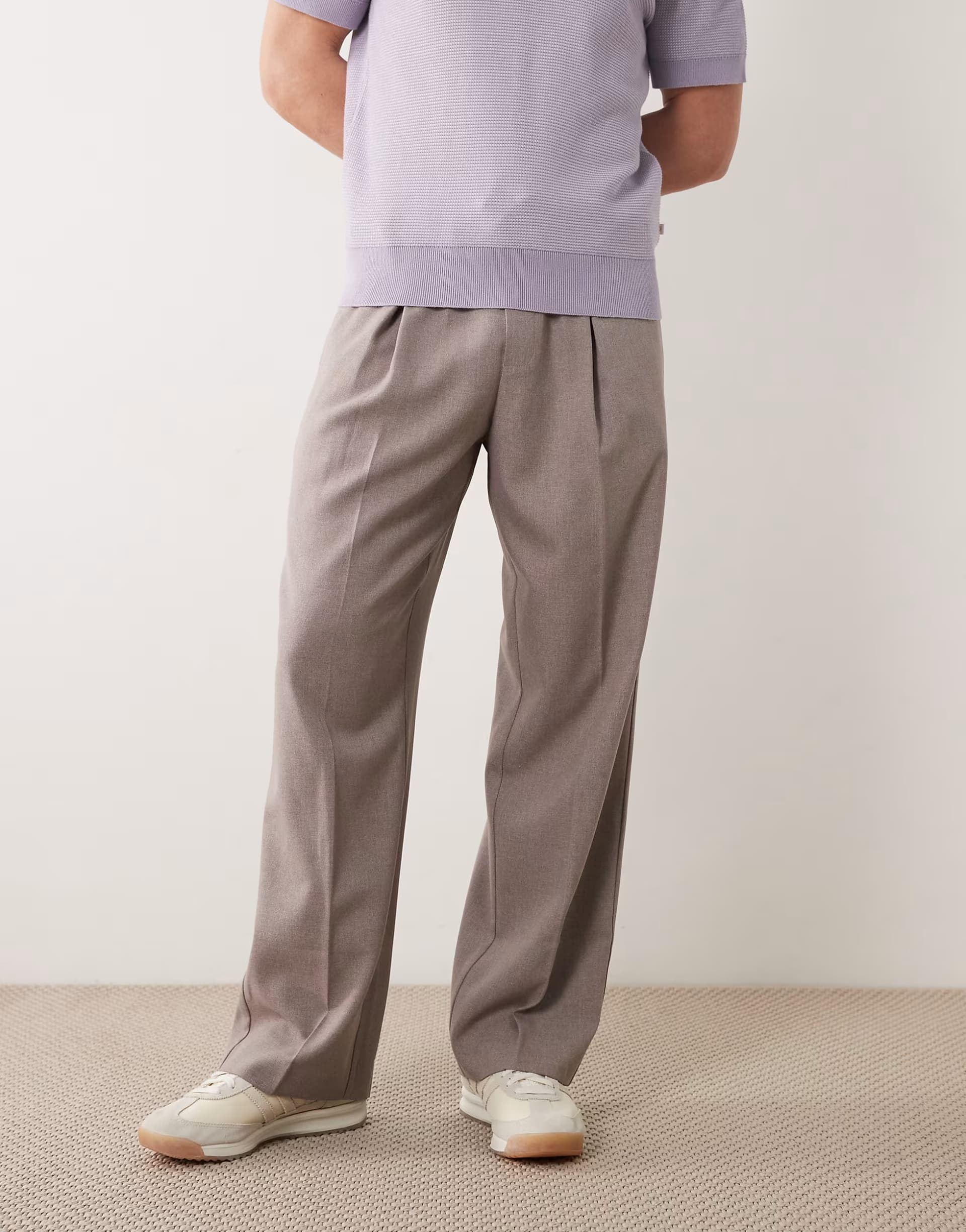 ASOS ASOS DESIGN smart pull on wide leg trousers in mink brown