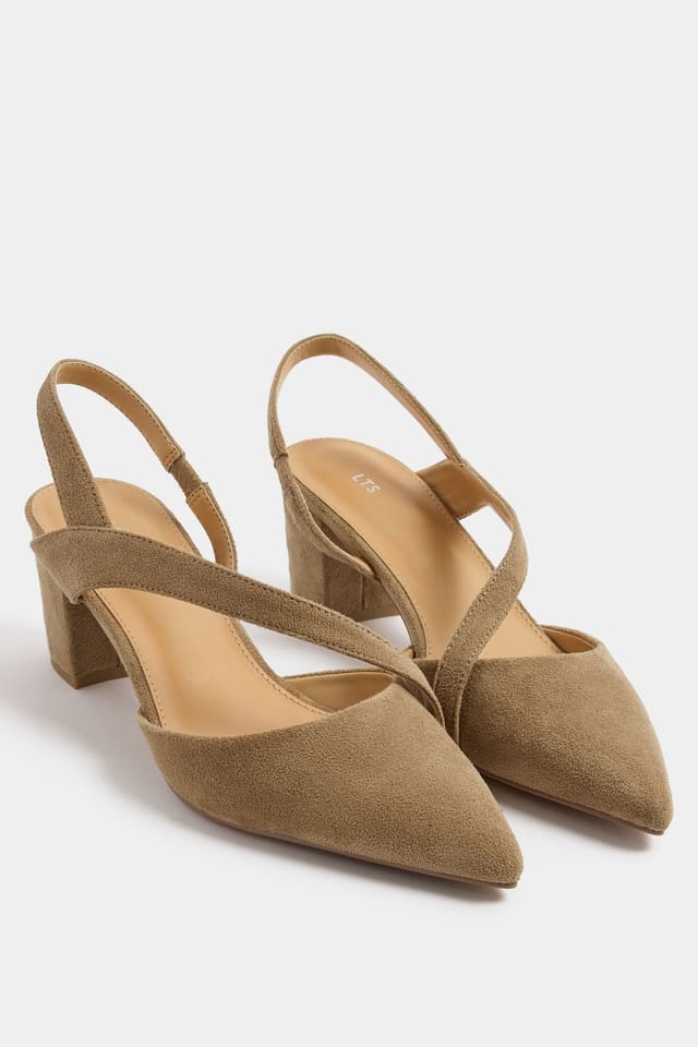 Long Tall Sally Long Tall Sally Women's Faux Suede Asymmetric Block Heels In Standard Fit in Brown - 2