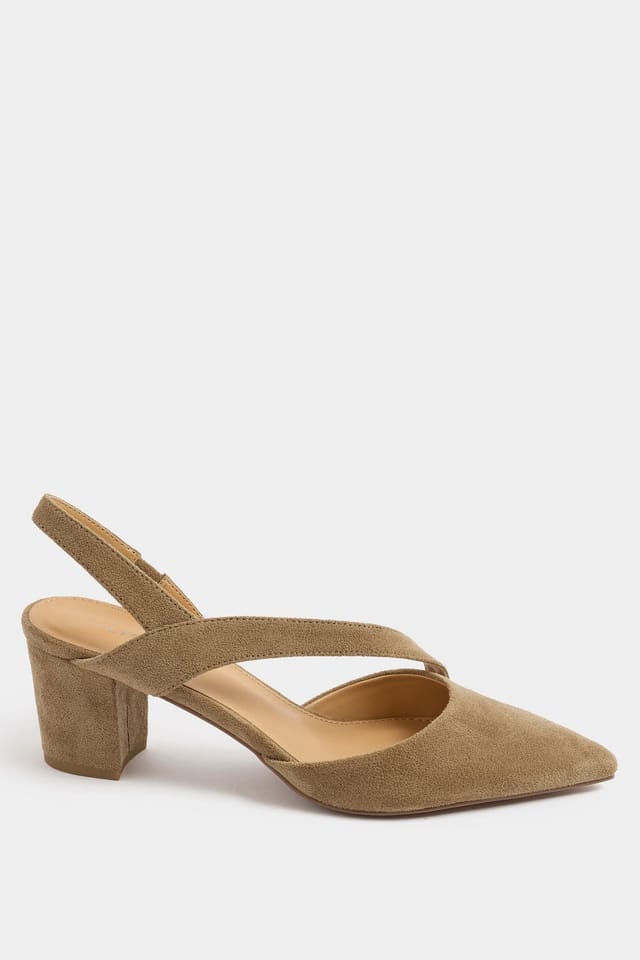 Long Tall Sally Long Tall Sally Women's Faux Suede Asymmetric Block Heels In Standard Fit in Brown - 3