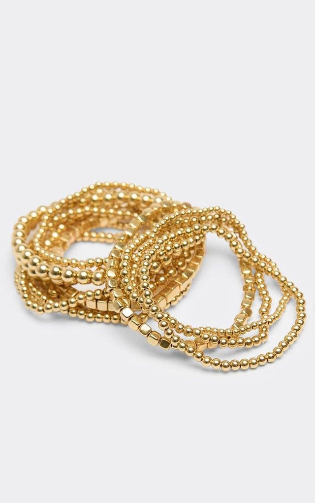 EGO Beaded Detail Multi Bracelet Pack In Gold, Women's Size UK 0 - 2