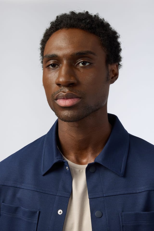 Melka Melka Men's Jersey Overshirt in Navy - 3