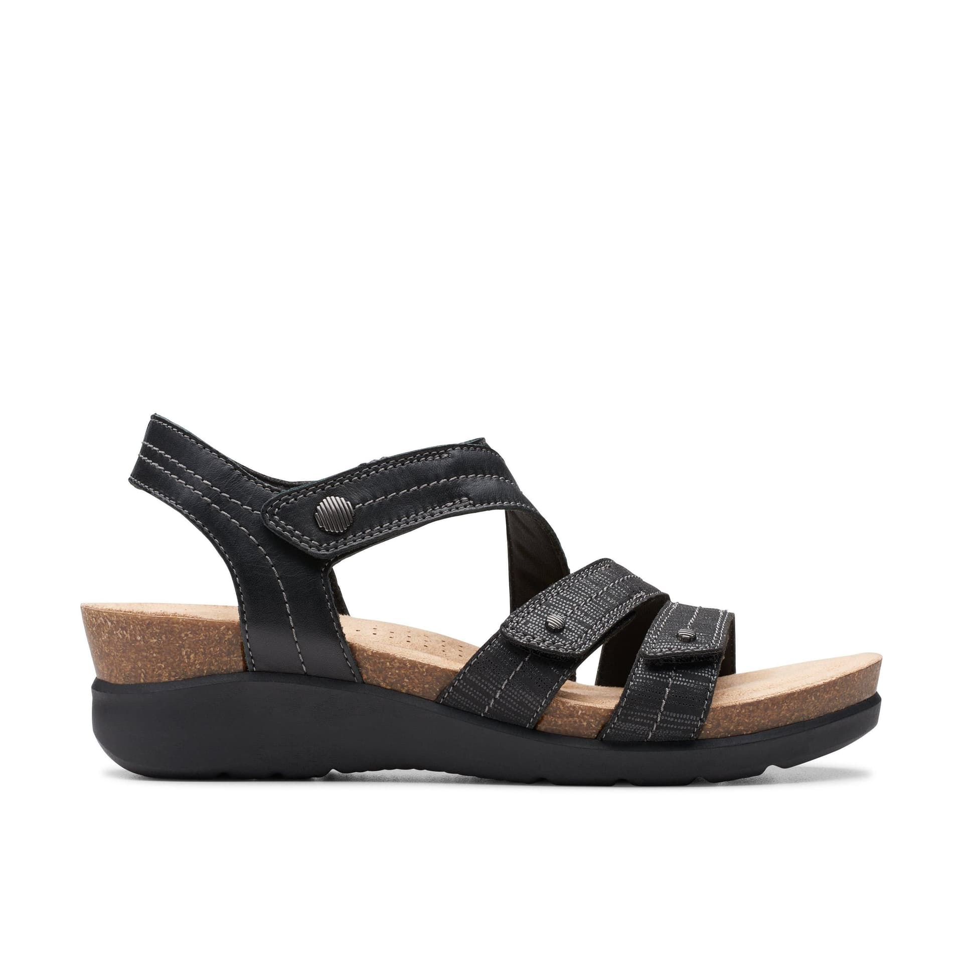 Clarks Clarks Women's Calenne Clara Black Combination Wedge Sandals