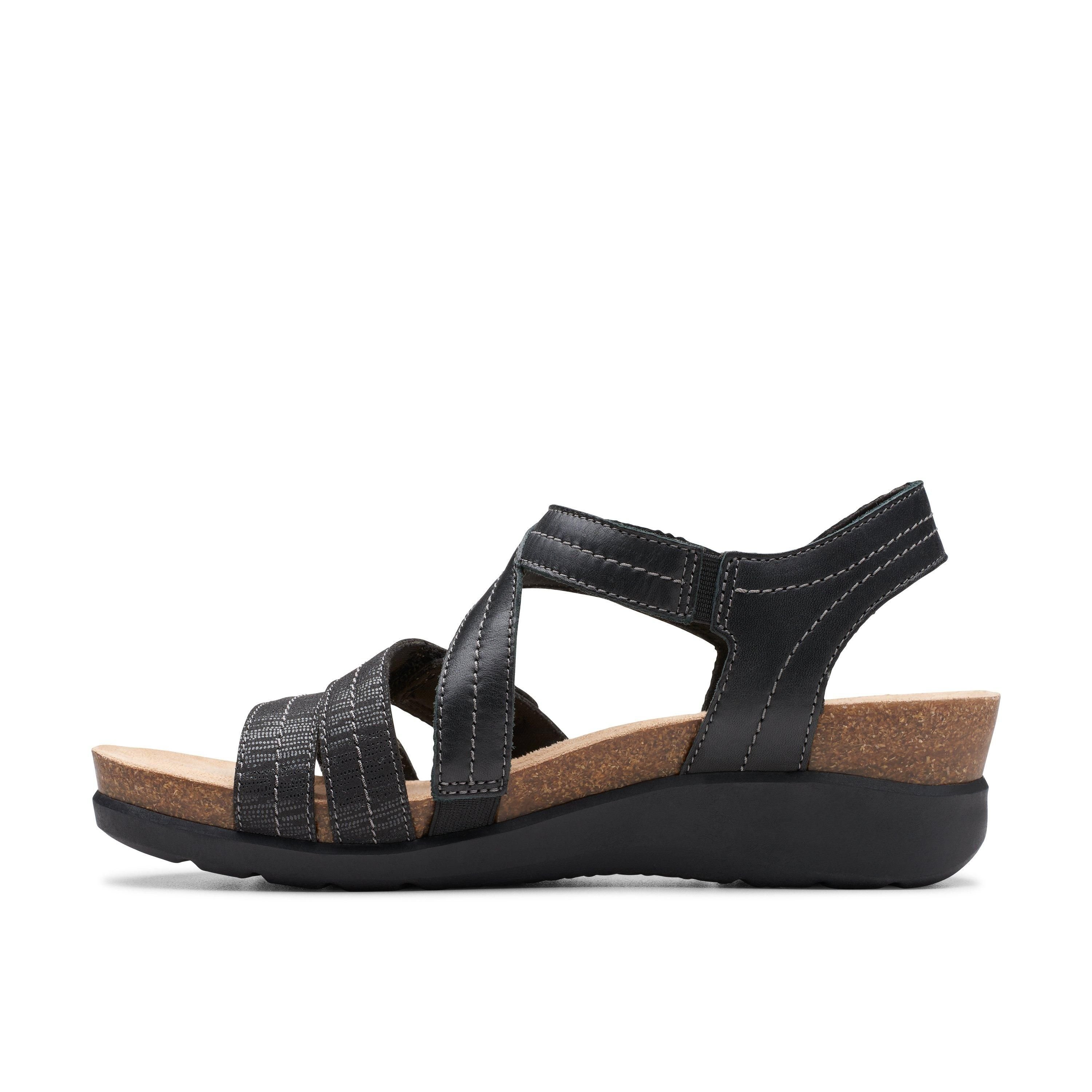 Clarks Clarks Women's Calenne Clara Black Combination Wedge Sandals - 2