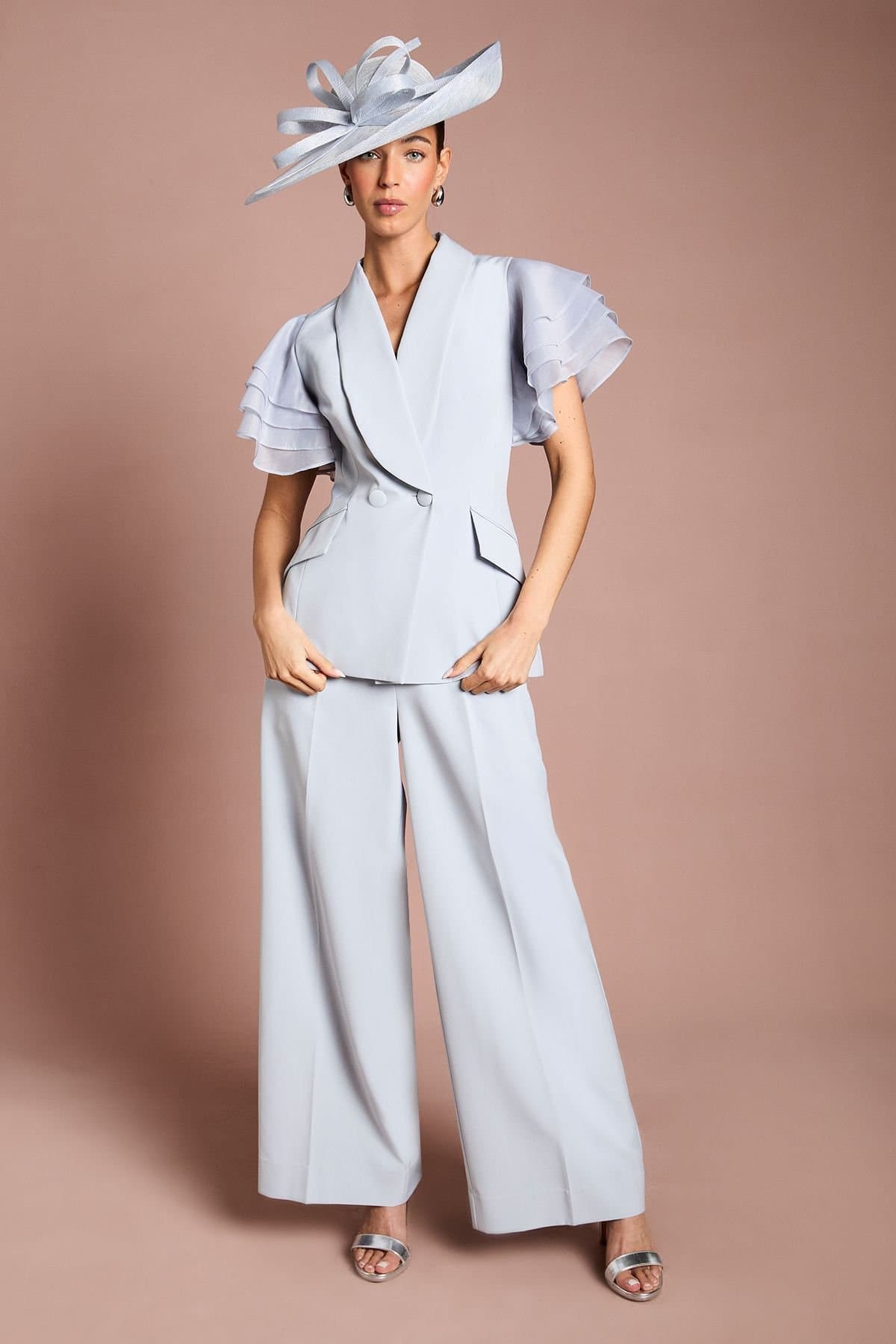 Coast Coast Women's Lisa Tan Straight Leg Crepe Trouser in Blue