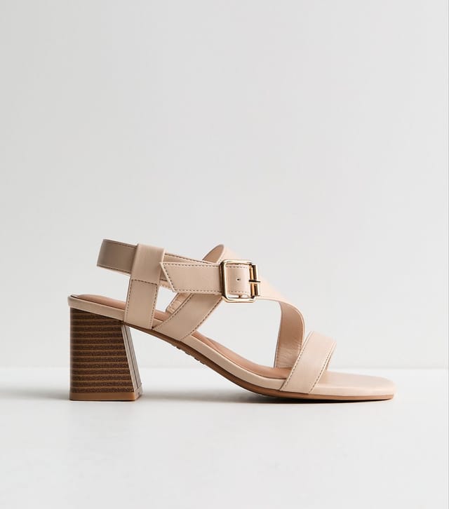 New Look Women's Wide Fit Off White Faux Leather Mutli Strap Block Heel Sandals Vegan New Look - 3