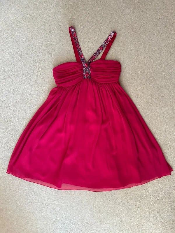 Next Fuchsia Halter Neck Embellished Dress