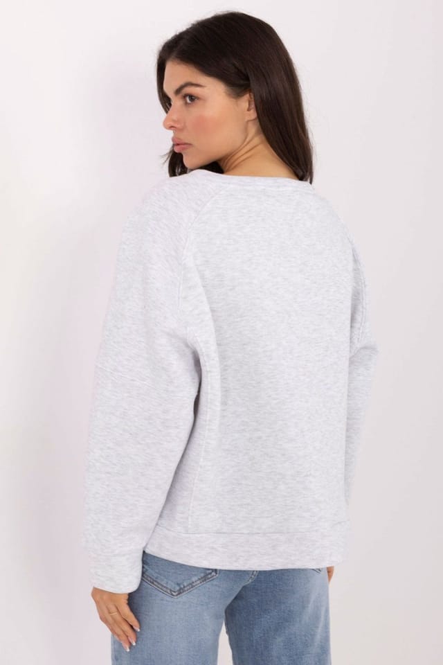 Love Lace Love Lace Women's Oversized Cotton Polyester Graphic Sweatshirt in Grey - 3