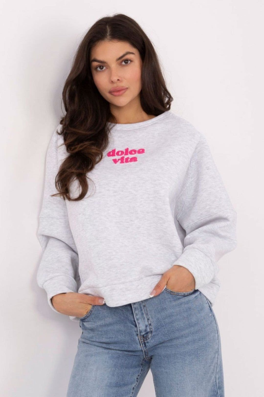 Love Lace Love Lace Women's Oversized Cotton Polyester Graphic Sweatshirt in Grey - 4
