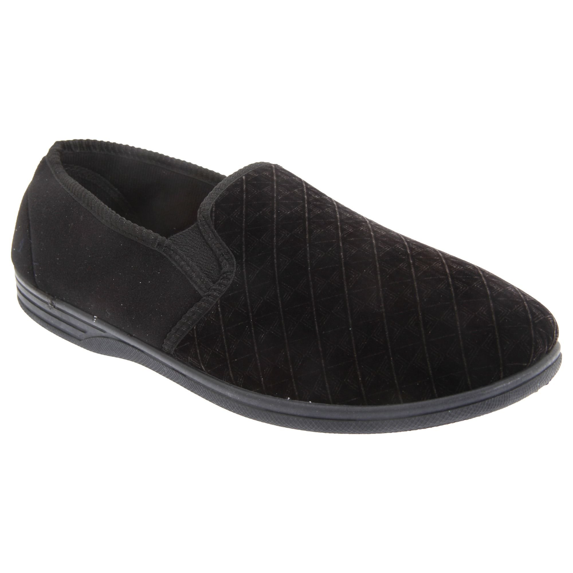 Zedzzz Zedzzz Men's Kevin Velour Twin Gusset Slippers in Black - 2