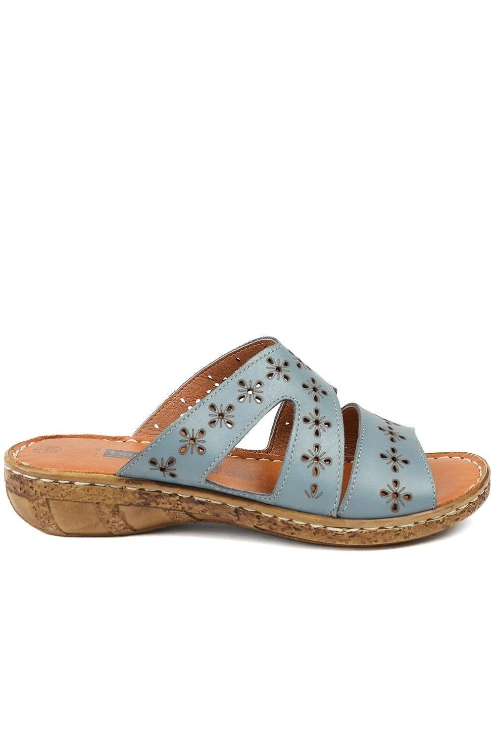 Pavers Pavers Women's Cushioned Leather Mule Sandals in Blue - 2