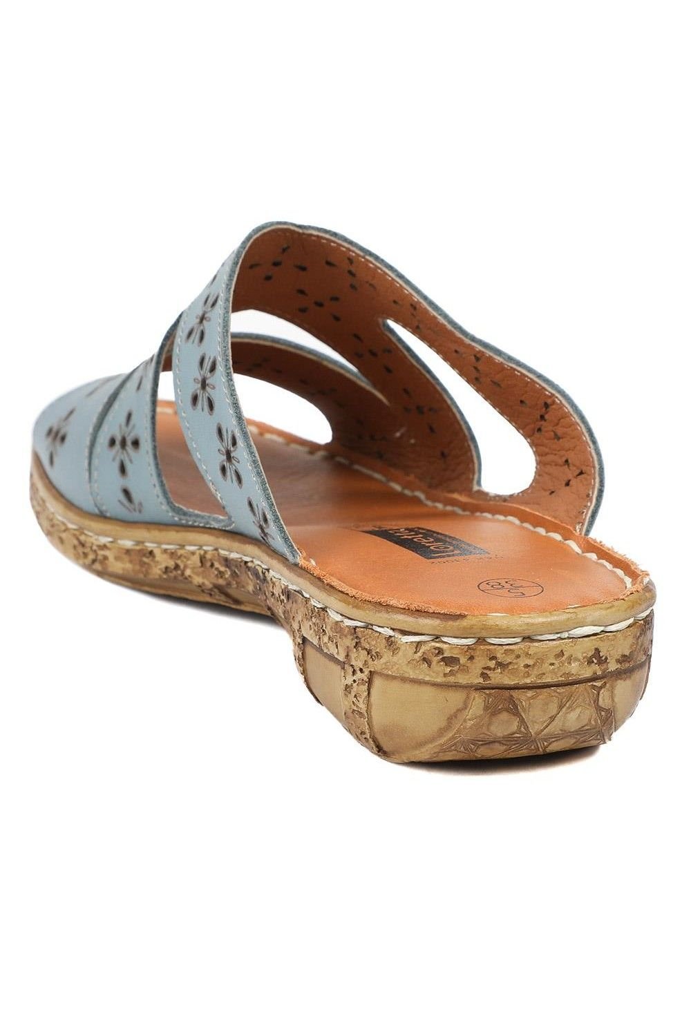 Pavers Pavers Women's Cushioned Leather Mule Sandals in Blue - 3