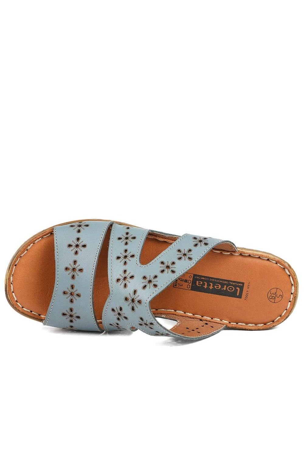 Pavers Pavers Women's Cushioned Leather Mule Sandals in Blue - 4