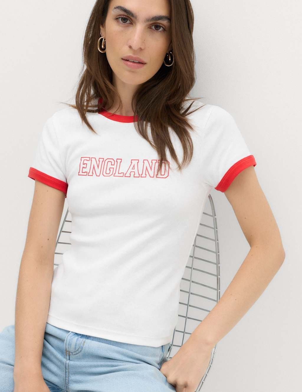 Marks & Spencer M&S World Cup Pure Cotton Slim Fit T-Shirt Red Mix
