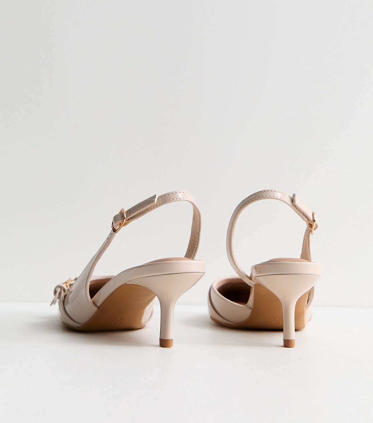 New Look Women's Off White Buckle Detail Patent Slingback Court Shoes Vegan New Look - 4