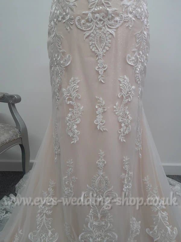 Ladybird Ladybird 421056 sparkly ivory nude off shoulder wedding dress UK 18