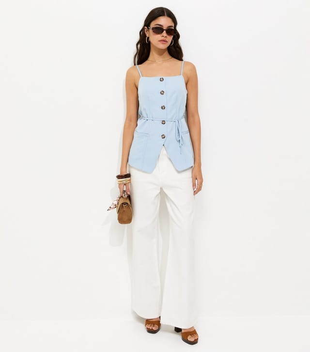 New Look Women's Light Blue Square Neck Belted Waistcoat New Look - 3