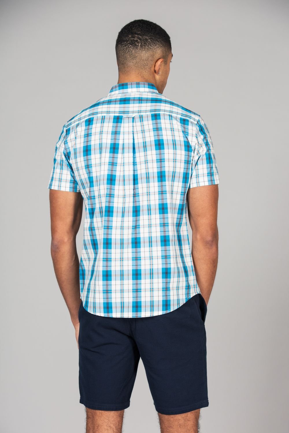 Tokyo Laundry Tokyo Laundry Men's Cotton Short Sleeve Button-Up Checked Shirt in Blue - 2